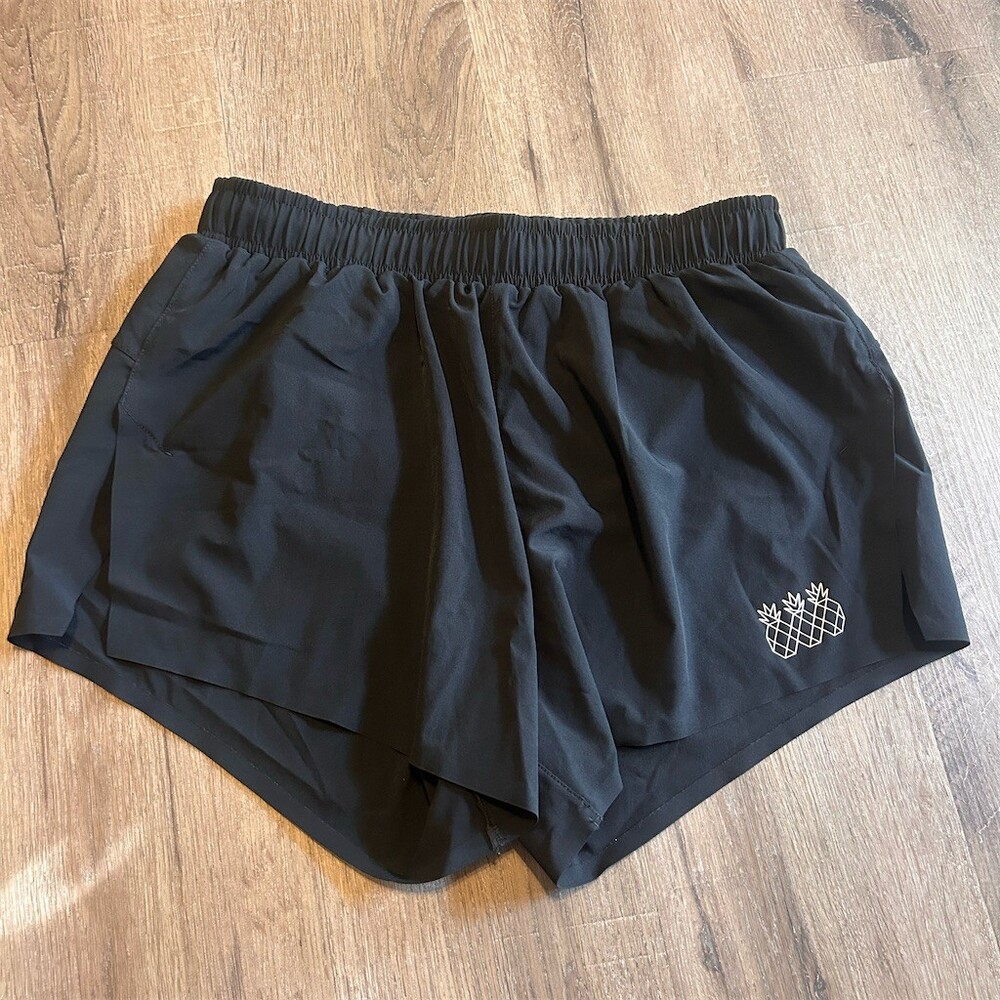 Womens Athletic Running Shorts Black Size L Built-In Liner Drawstring